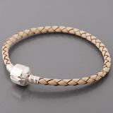 Vnistar silver plated white braided leather bracelet JB258 JB258 VNISTAR Accessories
