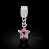 Vnistar pink crystal star dangle beads PBD1246 PBD1246 VNISTAR Alloy European Beads