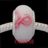 Vnistar pink ribbon copper core glass beads PGB621 PGB621 VNISTAR Alloy European Beads