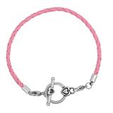 3.0mm Pink Leather Steel Bracelet PSB042B VNISTAR European Beads Accessories