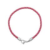 3.0mm Rose Pink Leather Steel Bracelet PSB045 VNISTAR European Beads Accessories