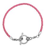 3.0mm Rose Pink Leather Steel Bracelet PSB045B VNISTAR European Beads Accessories