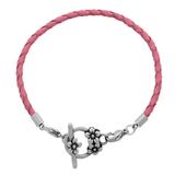 3.0mm Rose Pink Leather Steel Bracelet PSB045C VNISTAR European Beads Accessories