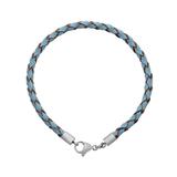 3.0mm Light Blue Leather Steel Bracelet PSB047 VNISTAR European Beads Accessories