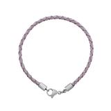 3.0mm Light Purple Leather Steel Bracelet PSB048 VNISTAR European Beads Accessories