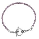 3.0mm Light Purple Leather Steel Bracelet PSB048B VNISTAR European Beads Accessories