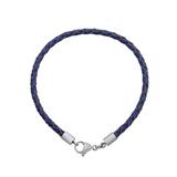 3.0mm Dark Blue Leather Steel Bracelet PSB049 VNISTAR European Beads Accessories