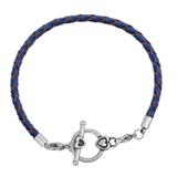 3.0mm Dark Blue Leather Steel Bracelet PSB049B VNISTAR Bracelets