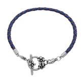 3.0mm Dark Blue Leather Steel Bracelet PSB049C VNISTAR European Beads Accessories