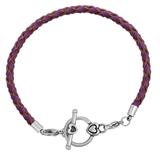 3.0mm Purple Leather Steel Bracelet PSB051B VNISTAR European Beads Accessories