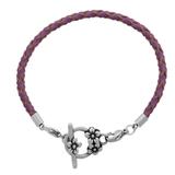 3.0mm Purple Leather Steel Bracelet PSB051C VNISTAR European Beads Accessories