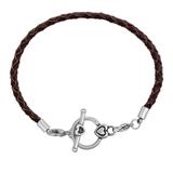 3.0mm Brown Leather Steel Bracelet PSB052B VNISTAR European Beads Accessories