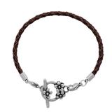 3.0mm Brown Leather Steel Bracelet PSB052C VNISTAR European Beads Accessories