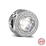 925 Sterling Silver Clear Zircon Beads S014-1 VNISTAR Silver Love Family Charms