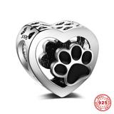 Love Heart Paw 925 Sterling Silver Charms S026 VNISTAR 925 Silver Charms