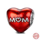 Heart MOM 925 Sterling Silver Charms S030 VNISTAR 925 Silver Charms