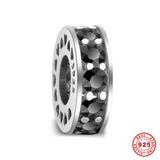 Black Zircon 925 Sterling Silver Spacer Charms S037-4 VNISTAR Silver Spacer Charms