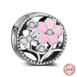 Flower 925 Sterling Silver European Beads S054 VNISTAR 925 Silver Charms