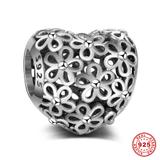 Flower 925 Sterling Silver European Charm S066 VNISTAR 925 Silver Charms