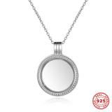 24mm Sterling Silver Round Clear Zircon Floating Pendant SA003 VNISTAR 925 Silver Charms