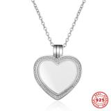 24mm Sterling Silver Heart Clear Zircon Floating Pendant SA004 VNISTAR 925 Silver Charms